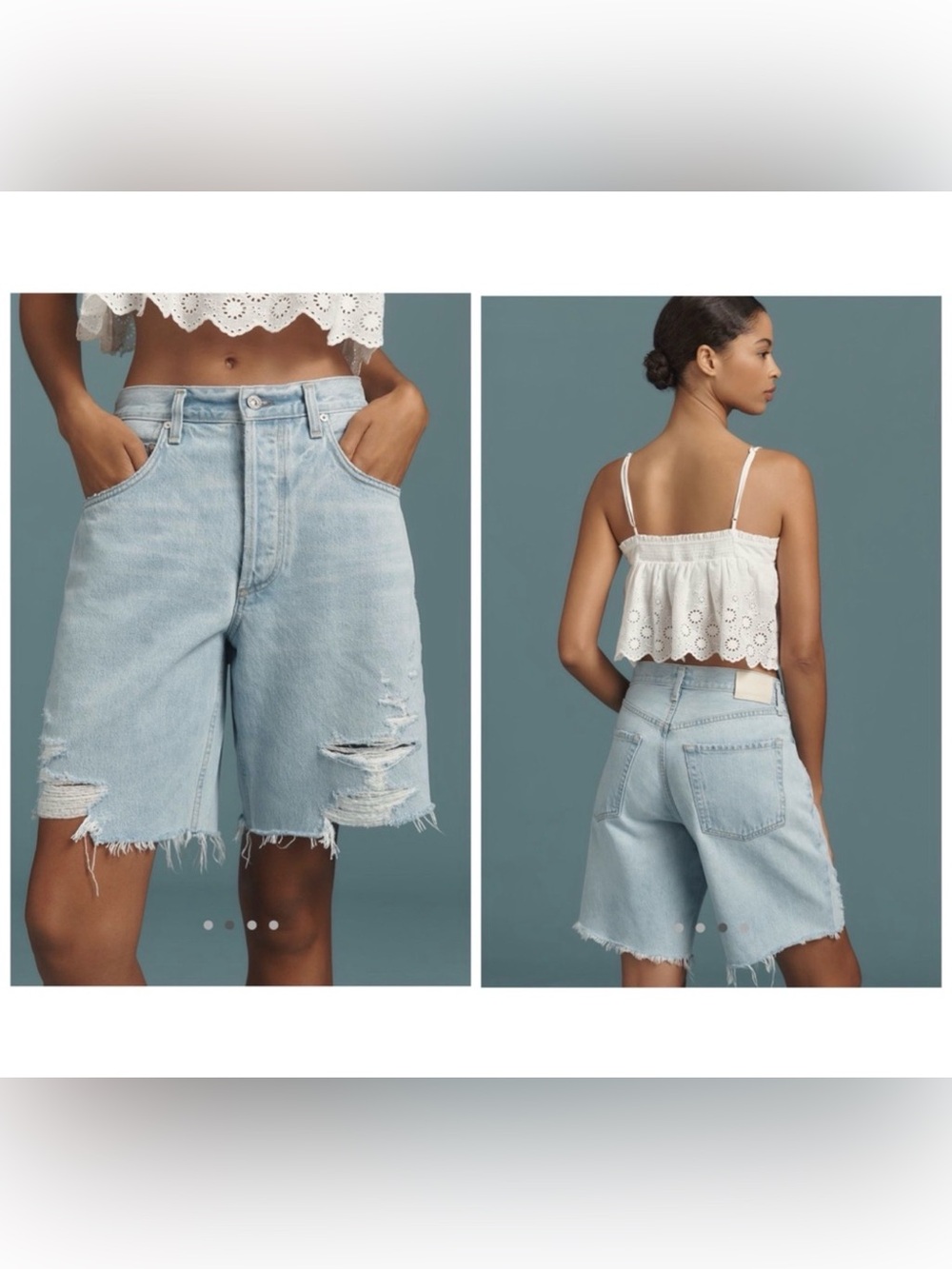 Citizens of Humanity Ayla High Waist Cutoff Distressed Denim Bermuda Shorts 29